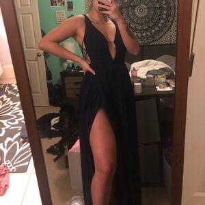 Fashion Nova blue cutout maxi formal dress!